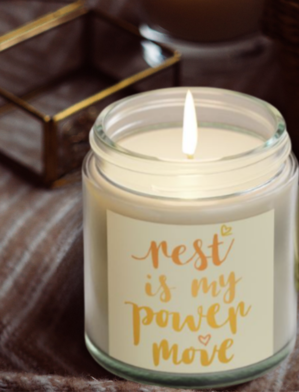 'Rest is My Power Move' Affirmation Candle (Yellow text)