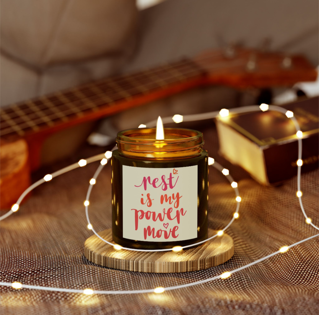 'Rest is My Power Move' Affirmation Candle (Two toned text)