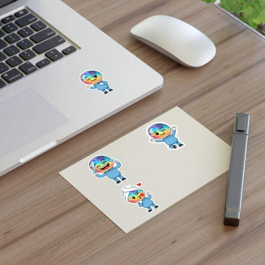 Mr. Oop Emoji Sticker Sheet — Rainbow Cute Character Stickers (White/Holo/Transparent)