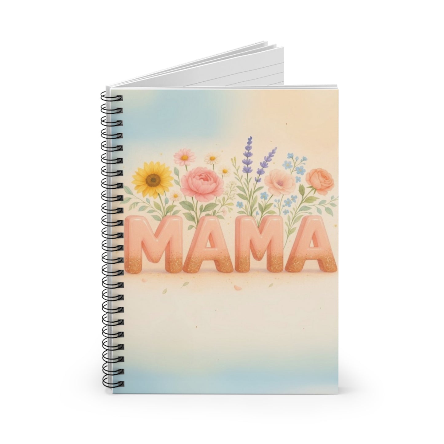 Peachy Glitter Mama Spiral Notebook - Ruled Line