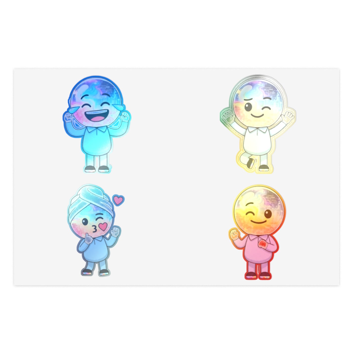 Mr. Oop Emoji Sticker Sheet — Rainbow Cute Character Stickers (White/Holo/Transparent)