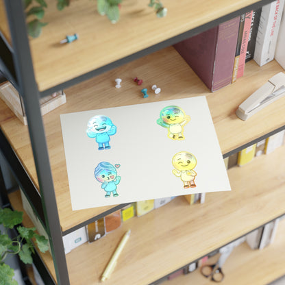 Mr. Oop Emoji Sticker Sheet — Rainbow Cute Character Stickers (White/Holo/Transparent)