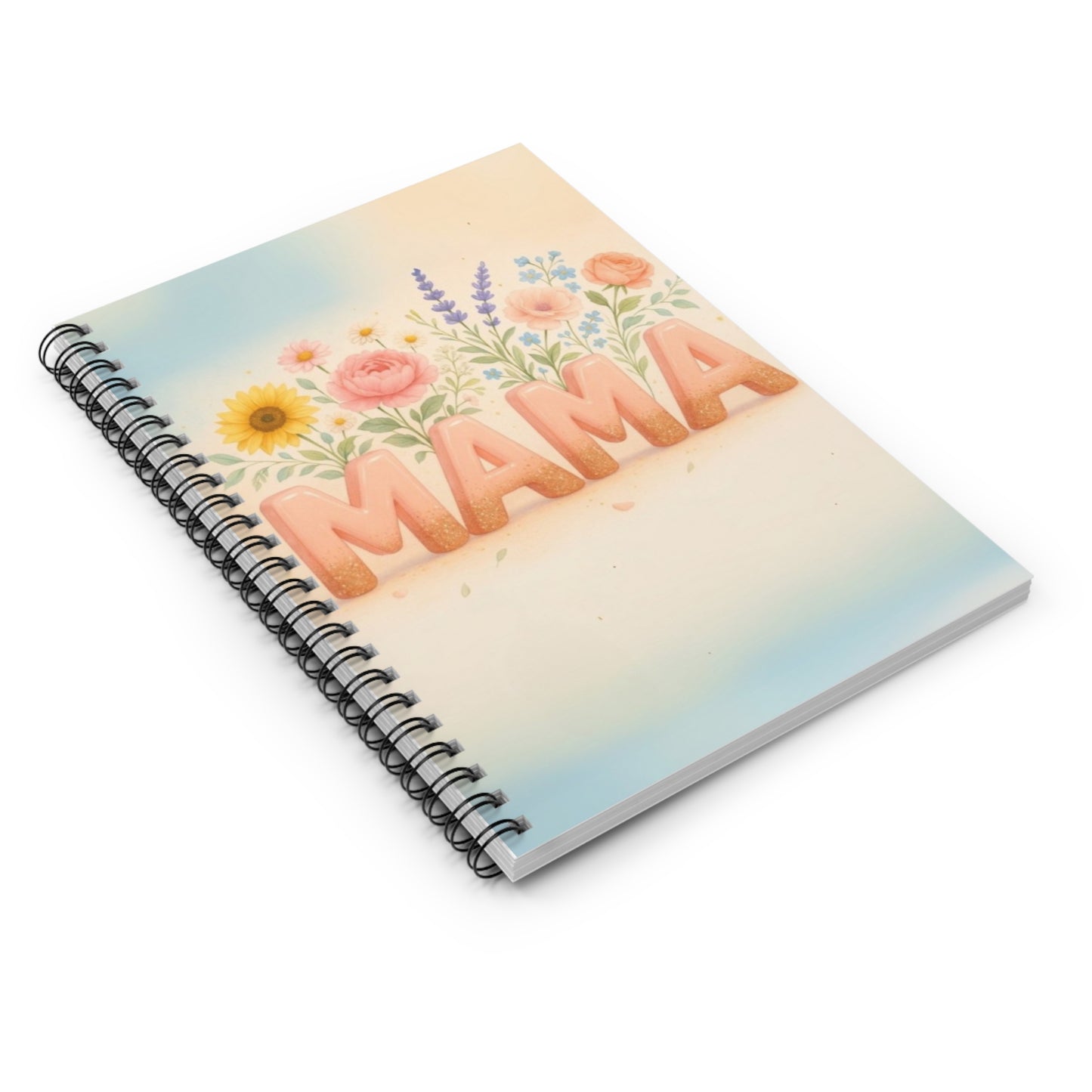 Peachy Glitter Mama Spiral Notebook - Ruled Line