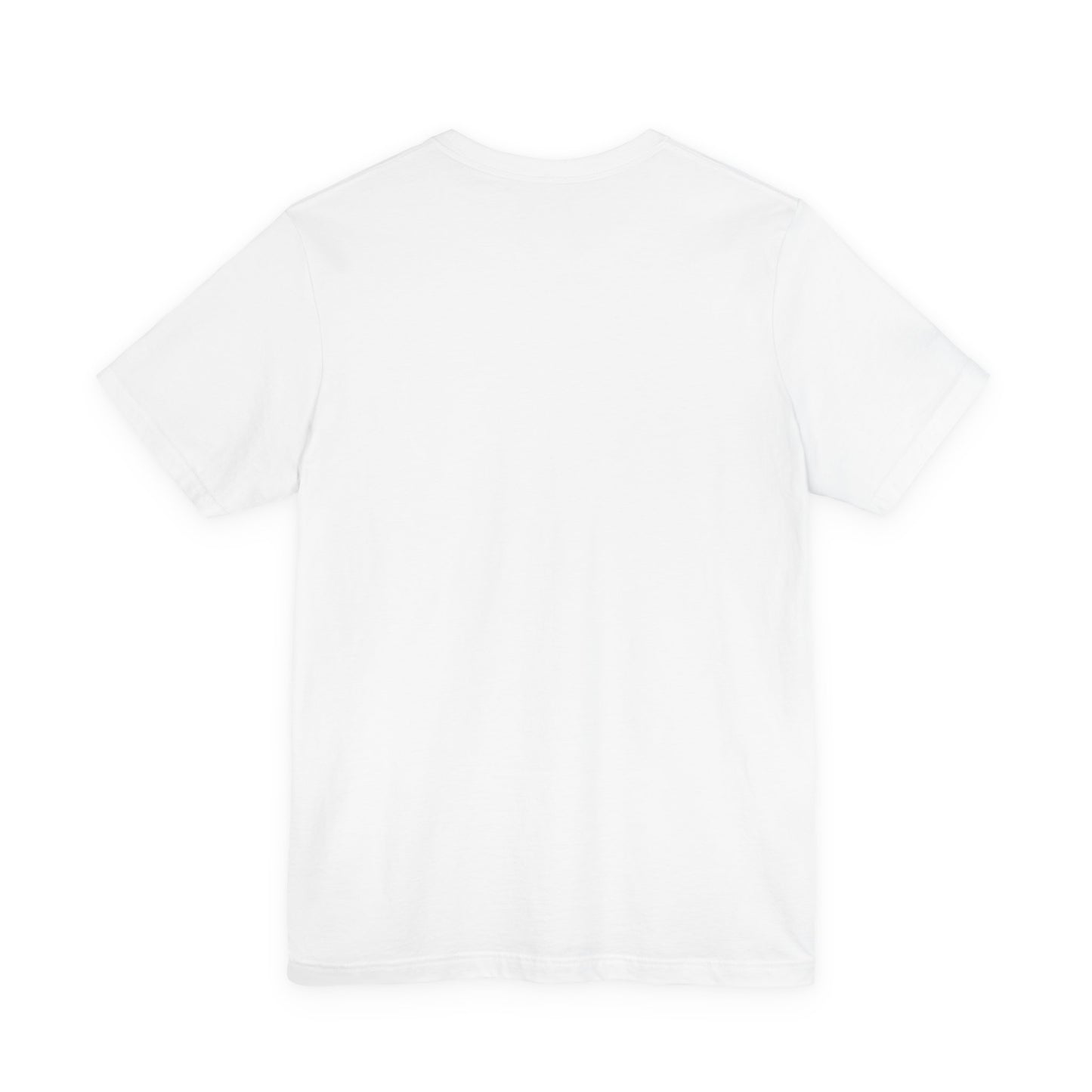 Plain white backside of colorful typography t-shirt 